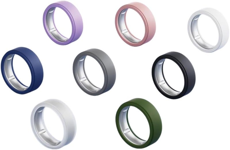 SSSUWP Silicone Cover Compatible with Oura Ring Gen 4/Gen 3/Samsung Galaxy Ring, 8 Pack Anti-Scratch Elastic Silicone Protector for Women Men (M for 11-13) - Image 1